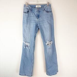 Hollister Jeans Womens 27/4 Low-rise Relaxed Straight Distressed Holes‎ Blue